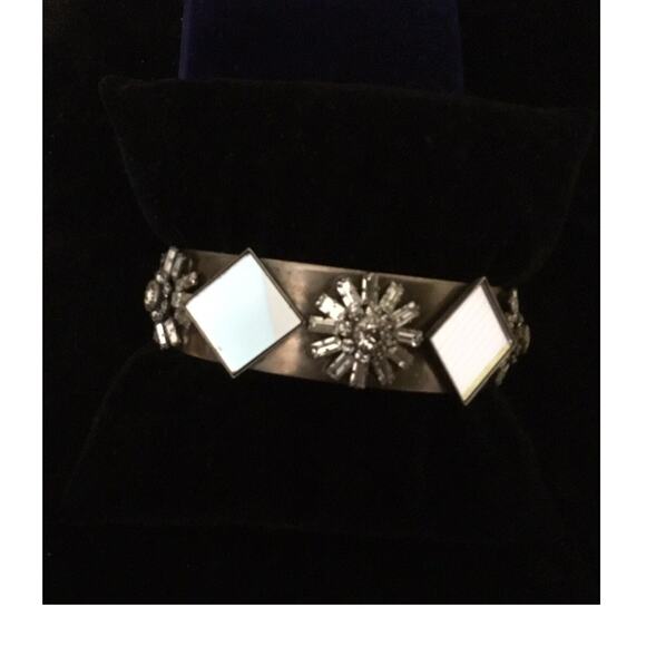 Dannijo rhinestone and mirrored Venice Silvertone Cuff Bracelet - Picture 9 of 9